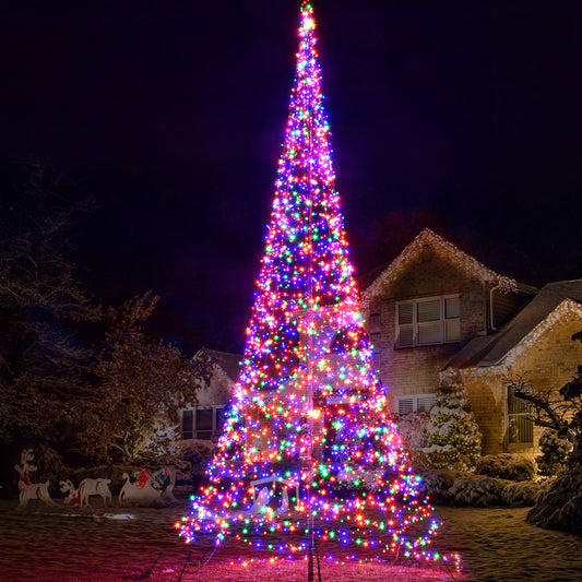 Flagpole LED Christmas Tree 23ft - Christmas Decorations Outdoor - 2600 LED Tree Multicolor - Suitable for Existing Flagpoles